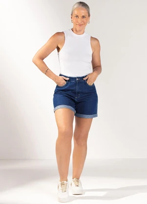 Marialícia - Short Feminino Jeans Azul - MARIALÍCIA
