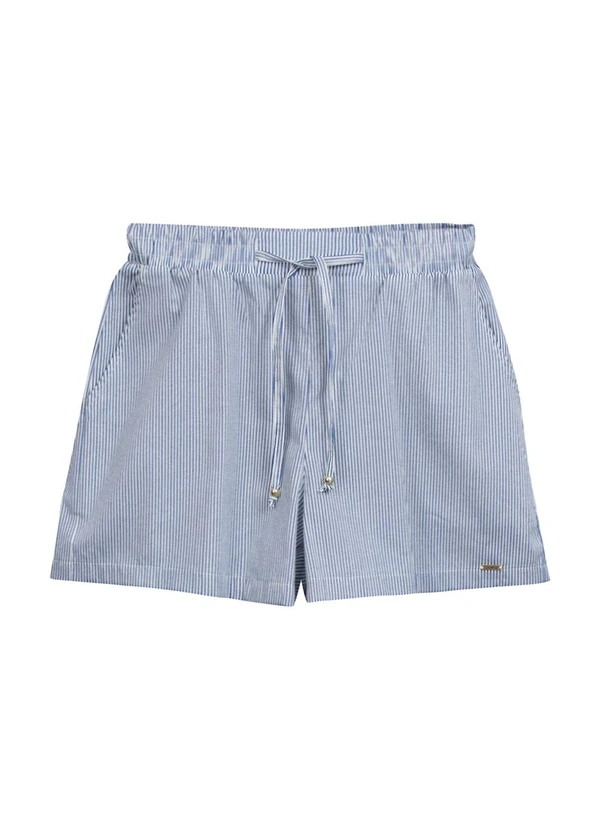 Marialícia - Short Feminino Listrado Azul 4