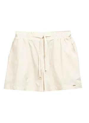 Marialícia - Short Feminino Listrado Bege - MARIALÍCIA