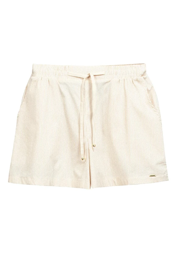 Marialícia - Short Feminino Listrado Bege