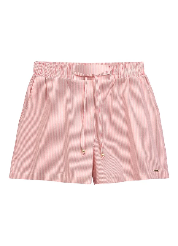 Marialícia - Short Feminino Listrado Rosa