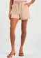 Marialícia - Short Feminino Moletom com Bolsos Bege - variação: Bege