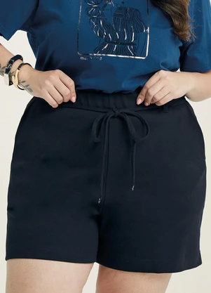 Marialícia - Short Feminino Moletom com Bolsos Preto - MARIALÍCIA