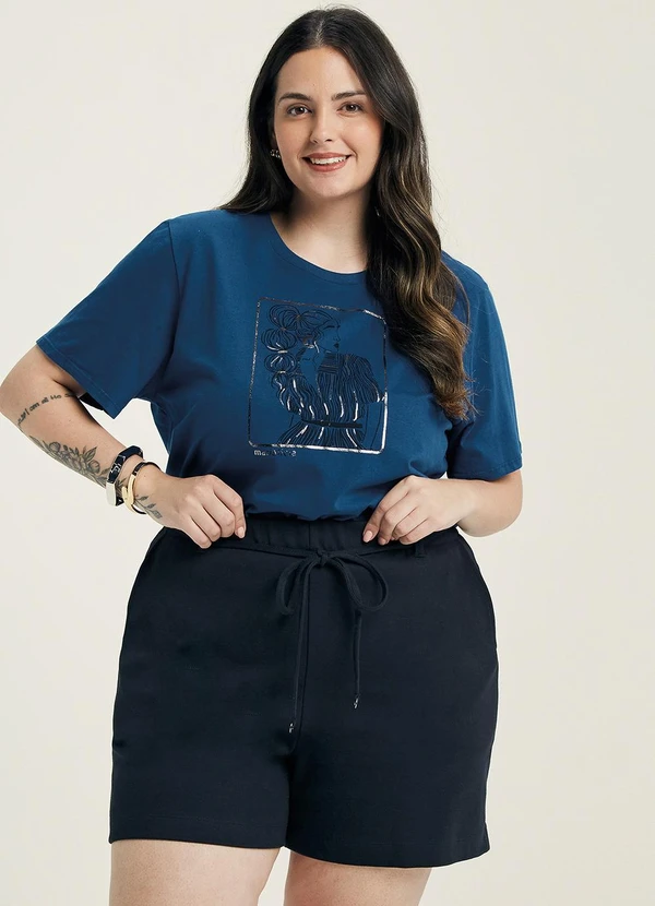 Marialícia - Short Feminino Moletom com Bolsos Preto 2