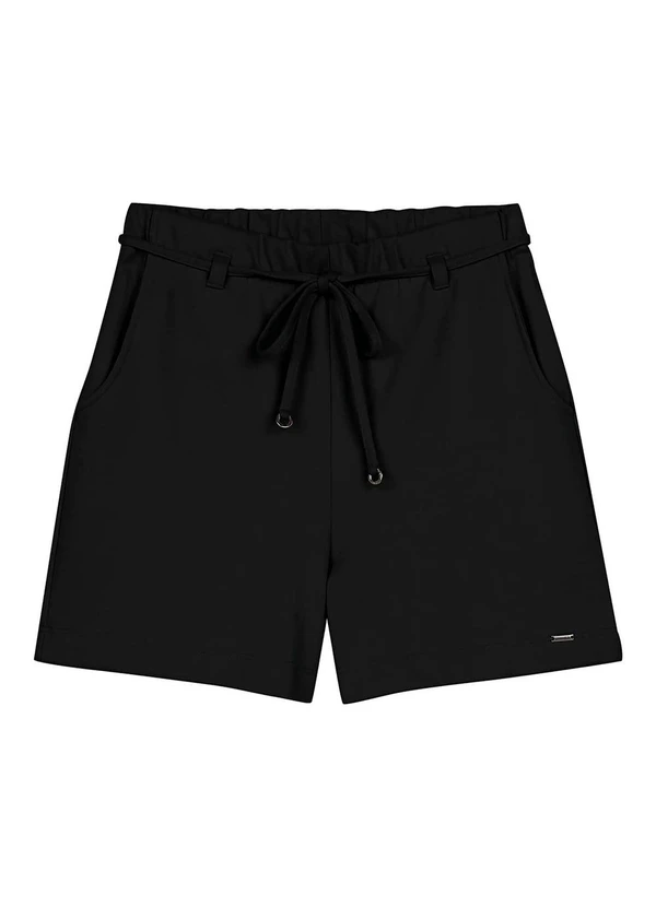 Marialícia - Short Feminino Moletom com Bolsos Preto 3