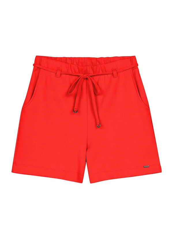 Marialícia - Short Feminino Moletom com Bolsos Vermelho 3