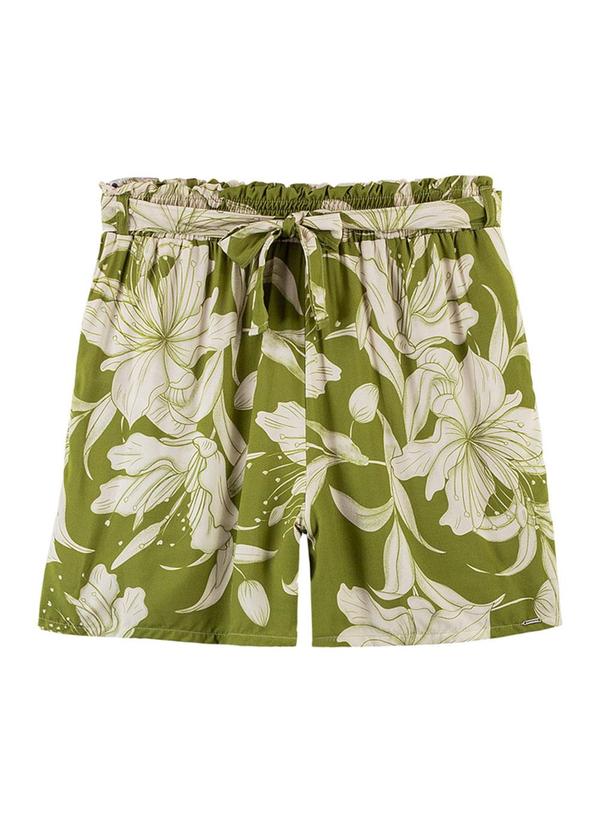 Rezzato - Short Floral com Laço Adulto Feminino Verde