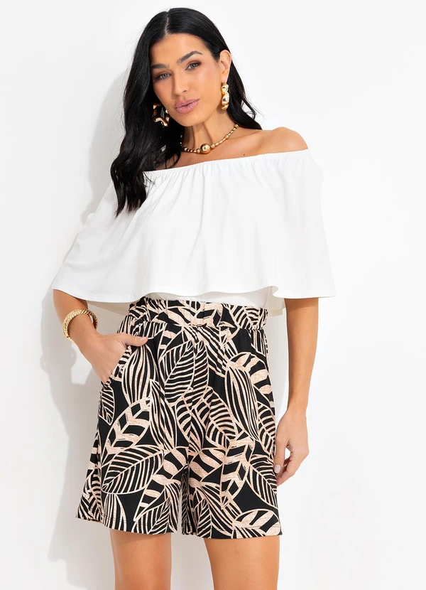 bonprix - Short Folhagem Neutra em Malha de Viscose
