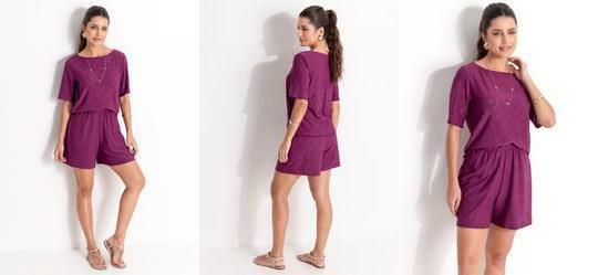 Short Framboesa em Malha Laise