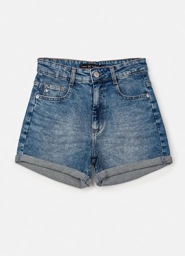 Authoria - Short Jeans Azul com Barra Dobrada Azul
