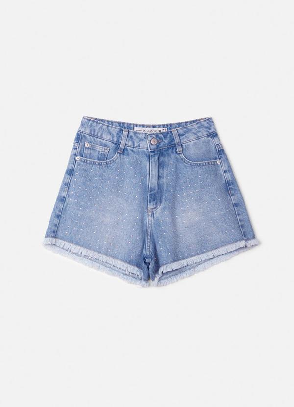 Authoria - Short Jeans Azul Trendy com Strass Azul