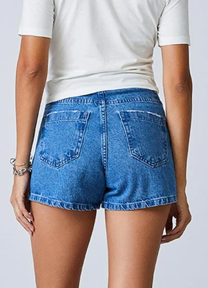 Authoria - Short Jeans com Aplicação de Strass Azul - AUTHORIA