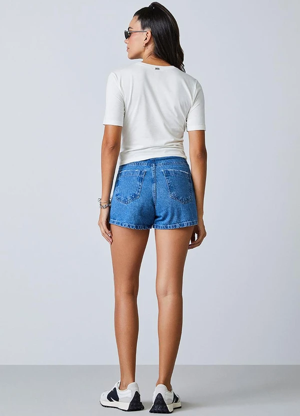 Authoria - Short Jeans com Aplicação de Strass Azul 4