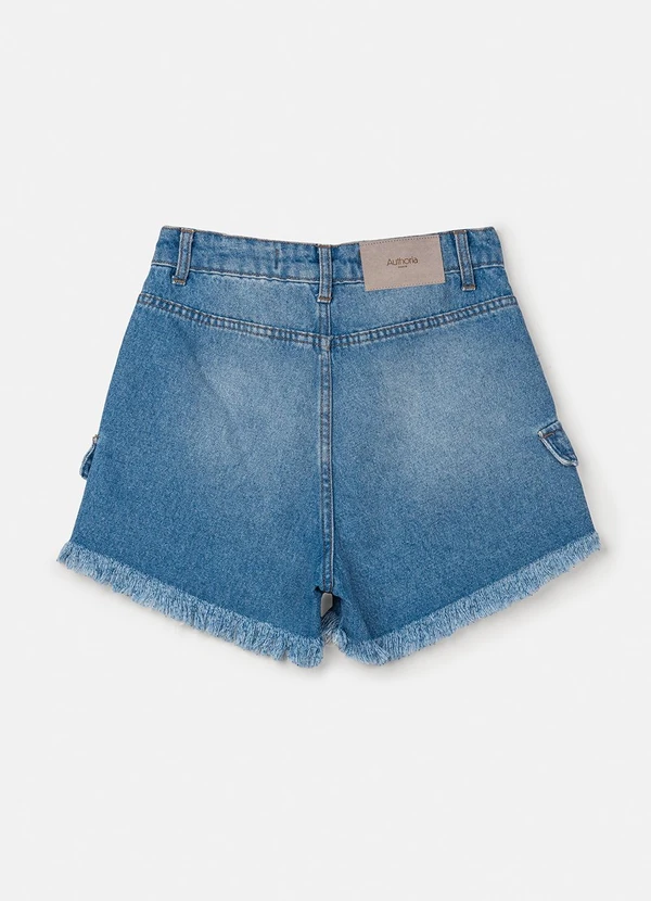 Authoria - Short Jeans com Lapela Lateral Azul 2