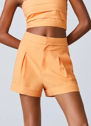 Authoria - Short Laranja de Alfaiataria com Pregas Laranja - AUTHORIA