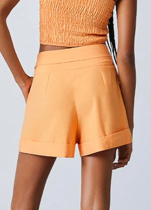 Authoria - Short Laranja de Alfaiataria com Pregas Laranja - AUTHORIA