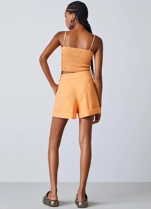Authoria - Short Laranja de Alfaiataria com Pregas Laranja 4