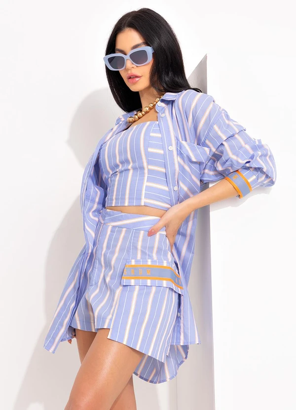 Forum - Short Listrado Azul 7