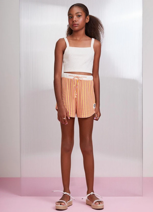 I Am - Short Listrado Laranja 2