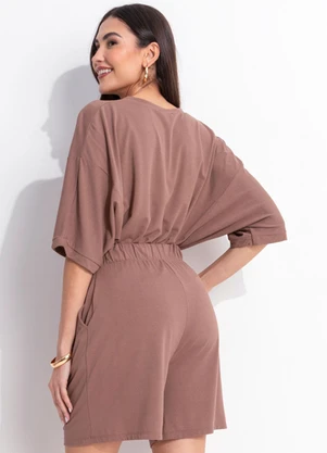 Quintess - Short Marrom Claro em Crepe de Viscose - QUINTESS