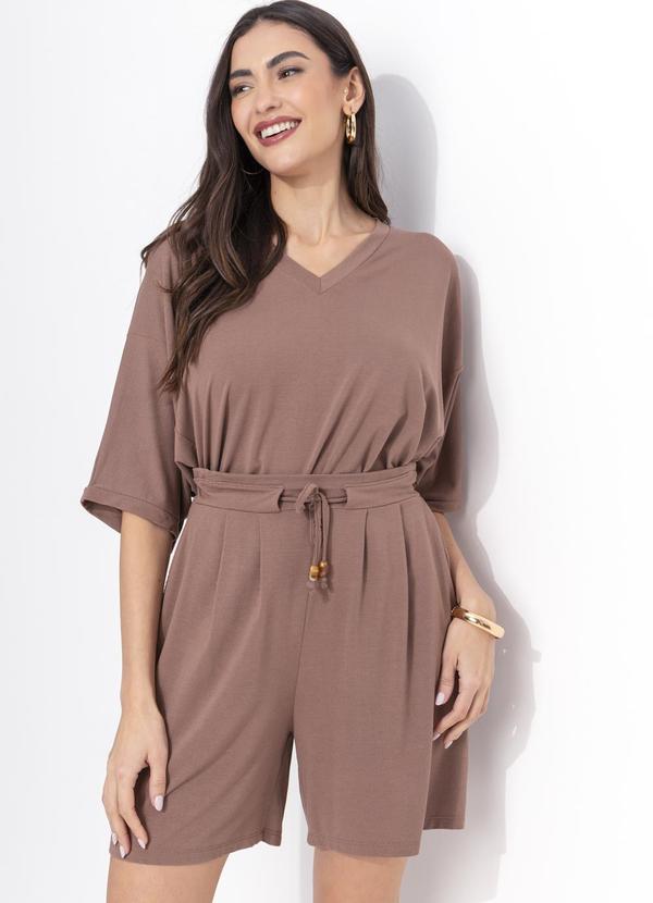 Short (Marrom Claro) em Crepe de Viscose