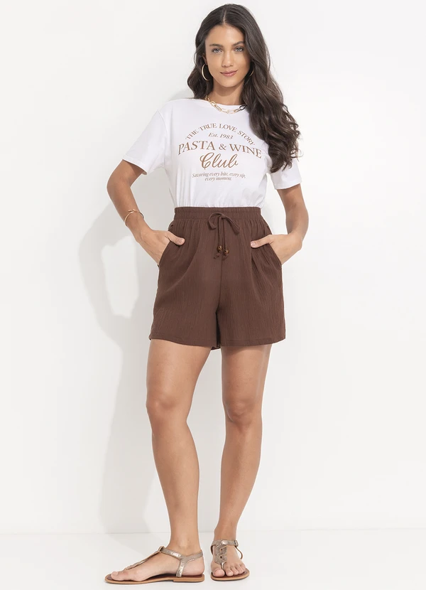 Quintess - Short Marrom em Gaze de Algodão 3