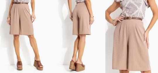 Short Marrom em Malha Anarruga