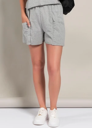 Moda Pop - Short Mescla Claro em Moletinho - MODA POP