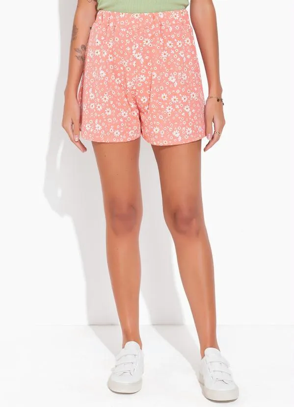 Moda Pop - Short Mini Floral com Cintura Alta