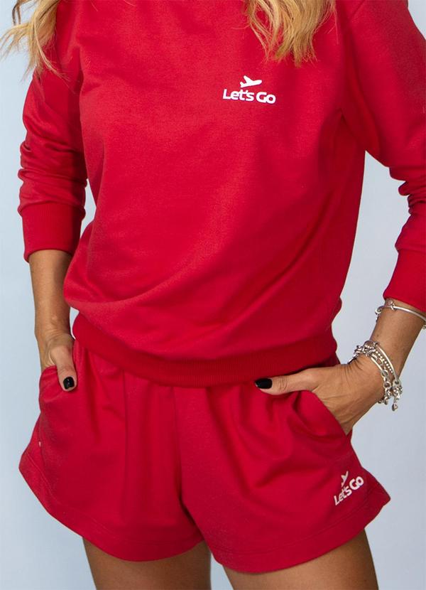 Hiatto Confecção - Short Moletinho Lets Go Vermelho