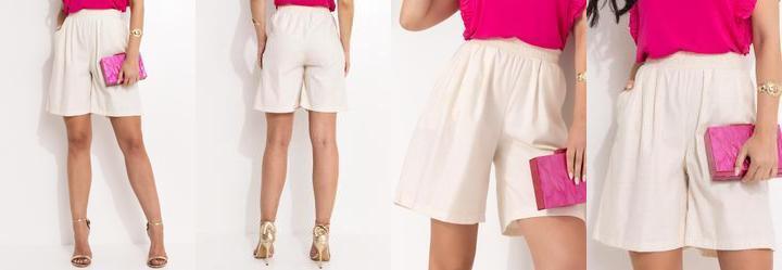 Short Off White em Linho