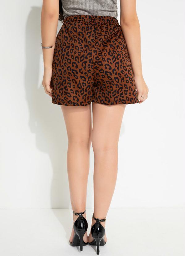 Moda Pop - Short Oncinha Cintura Alta com Amarração 2