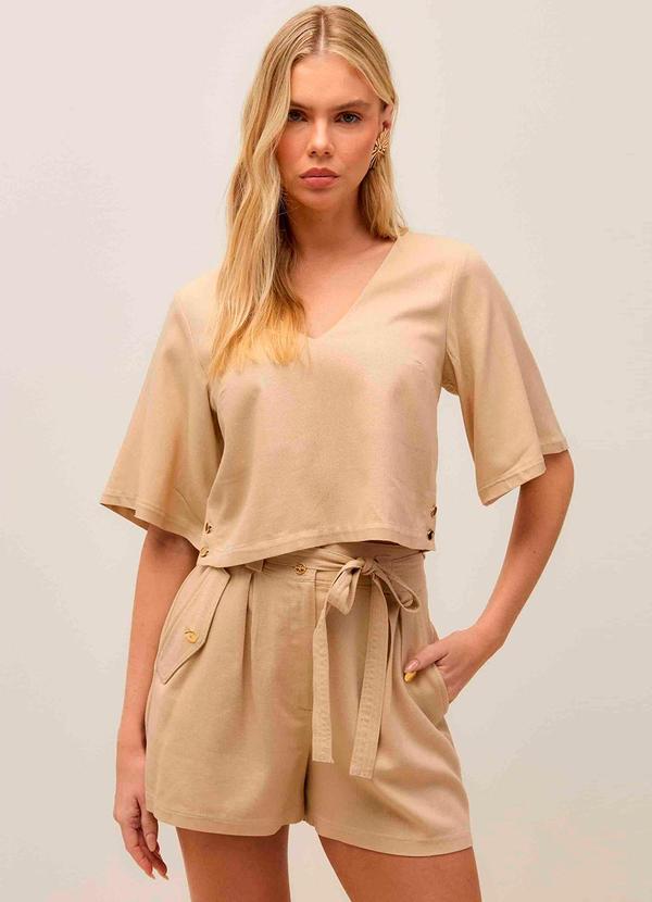 Carlota Costa - Short Pespontado Bege 3