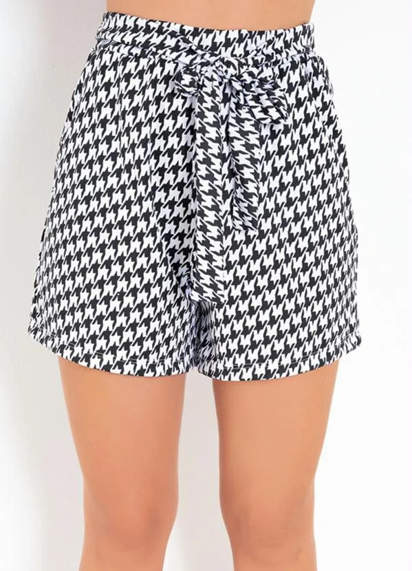 Moda Pop - Short Pied de Poule com Bolsos Funcionais