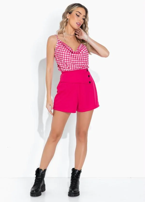 Moda Pop - Short Pink com Botões Decorativos 8