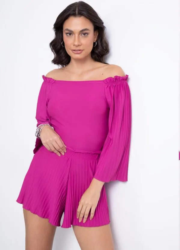 Quintess - Short Plissado Fúcsia 2