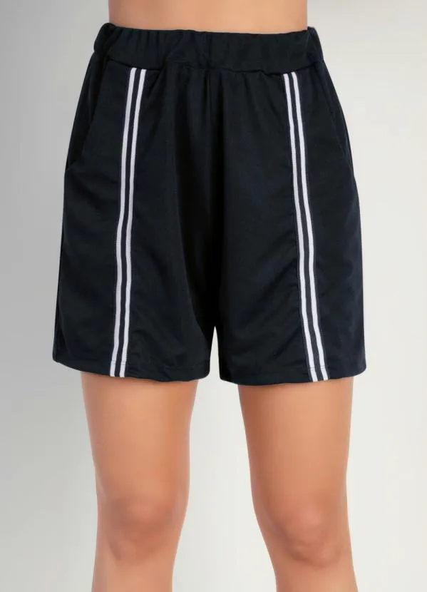 Moda Pop - Short Preto com Bolsos e Cadarço nas Laterais 5