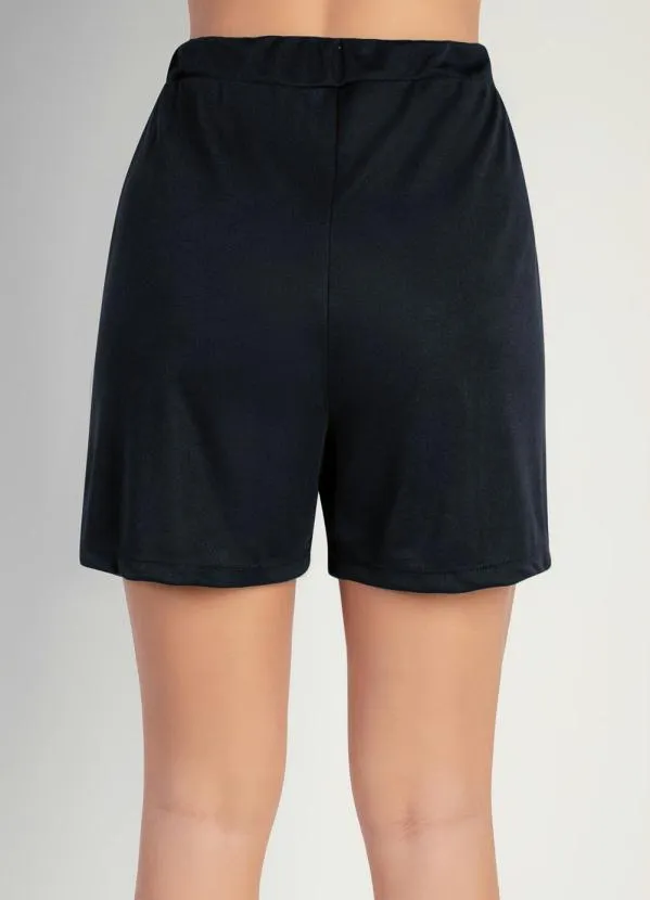 Moda Pop - Short Preto com Bolsos e Cadarço nas Laterais 6