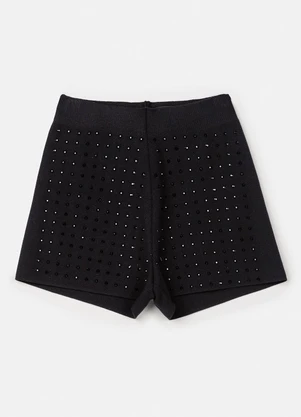 Authoria - Short Preto de Tricot com Strass Preto - AUTHORIA