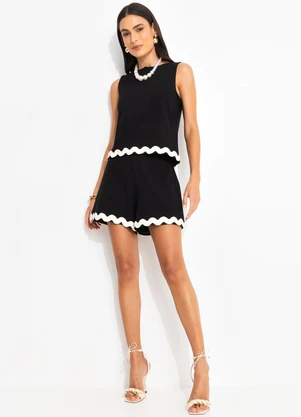 Quintess - Short Preto em Cotton - QUINTESS