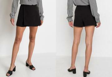 Short Preto em Crepe Plano