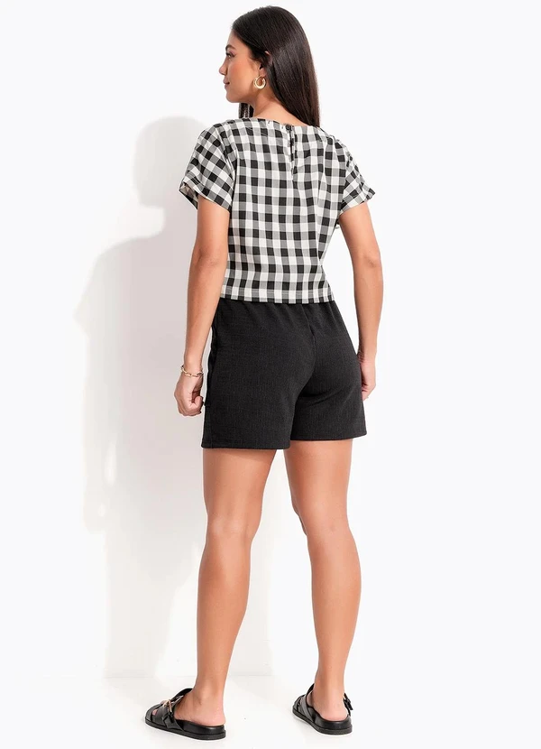 Quintess - Short Preto em Malha Anarruga 13