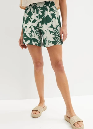 bonprix - Short Ramo de Flores em Malha de Viscose - BONPRIX