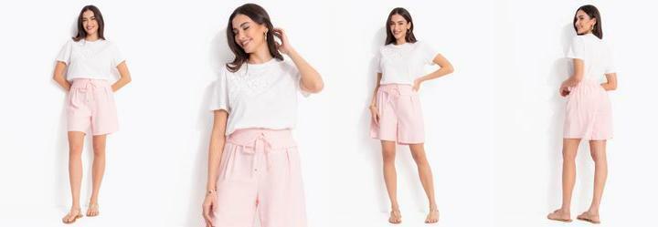 Short Rosa Claro em Tecido de Alfaiataria