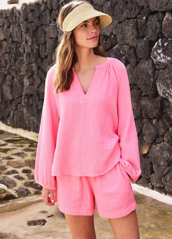 bonprix - Short Rosa em Gaze de Algodão 2