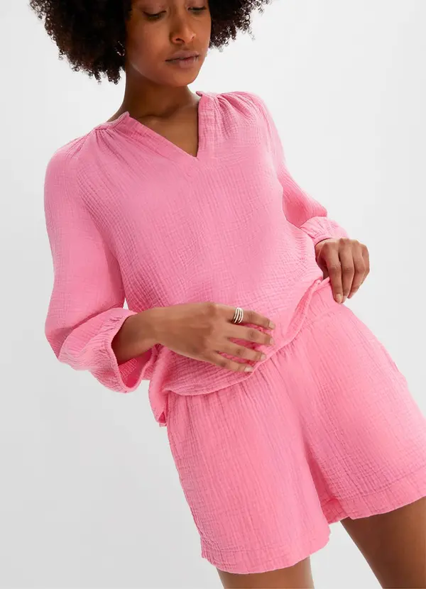 bonprix - Short Rosa em Gaze de Algodão 5