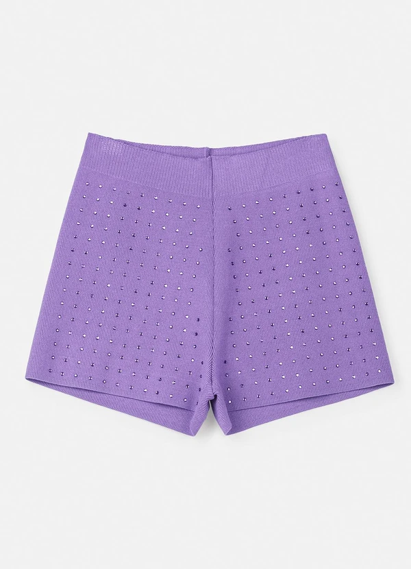 Authoria - Short Roxo de Tricot com Strass Roxo 5