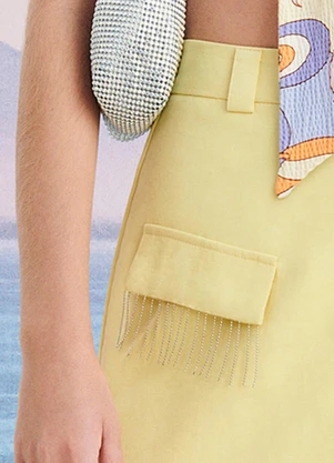 Authoria - Short Saia com Franjas Amarelo - AUTHORIA