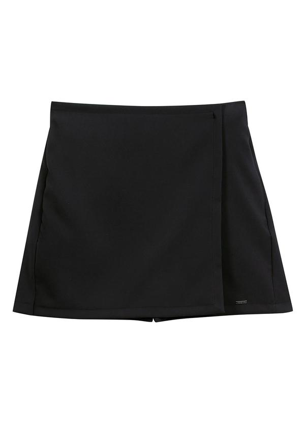Marialícia - Short Saia Feminino Alfaiataria Preto