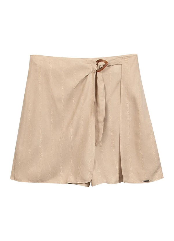 Marialícia - Short Saia Feminino com Fivela Bege 3